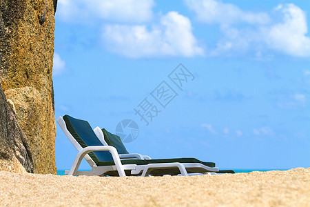 清晨在海滩上观望Samui岛 游泳 长凳 太阳图片