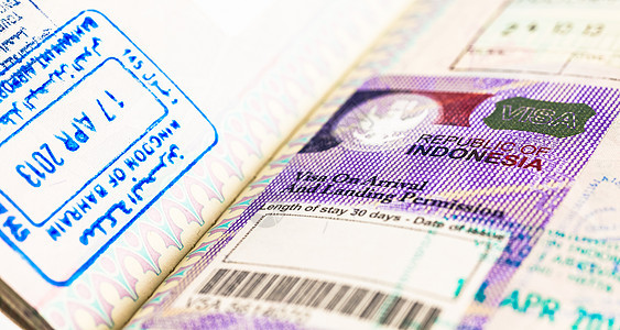印度尼西亚签证 飞机场 鉴别 邮票 旅行 海关 文档图片