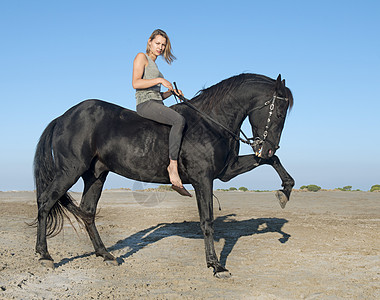 沙滩上的马匹女人 女孩 安达卢西亚 宠物 海滩 骑术 骑马图片