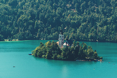 斯洛文尼亚布莱德湖教堂 假期 岛 山 户外的 夏天图片