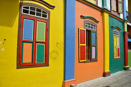 新加坡小印度的建筑外观多彩 街道 著名的 建筑学 亚洲图片