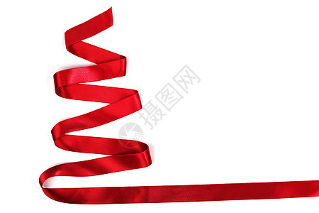 丝带圣诞树 假期 红色的 白色的 装饰品 庆典图片
