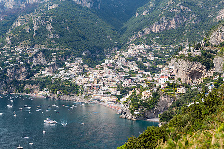 意大利阿马尔菲海岸 海景 全景 自然 港口 山 蓝色的图片