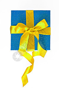 蓝色和黄色圣诞礼物 带单独丝带 周年纪念日 假期 生日背景图片