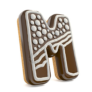 字母 M 巧克力圣诞姜饼字体装饰 wh 手绘图片