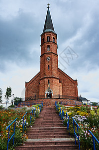 教区教会的贝尔弗里里 楼梯 墙 天空 建筑图片