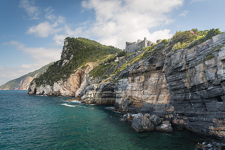意大利利古里安地区Portovenere的海岸线 欧洲 建筑学图片