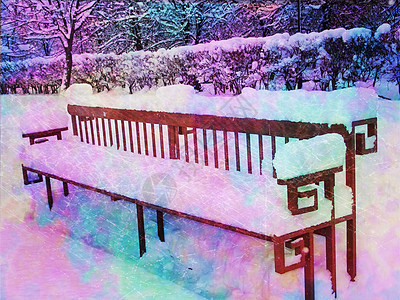 公园桌上满是白雪鲜白图片