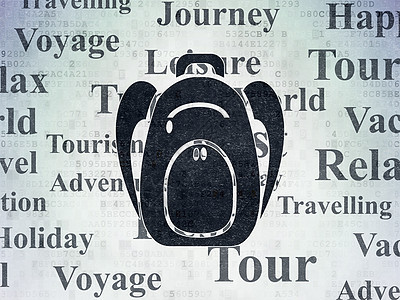 数字数据纸背景上的旅游概念背包 闲暇 快乐的 假期图片