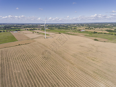 波兰苏瓦基的风力涡轮机 从上面看 夏天 安静图片