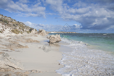 澳斯特拉利罗特涅斯特岛海滩之一的景象 支撑图片