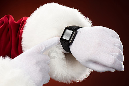 圣诞老人指着智慧观察 圣诞节 快乐的 传统服饰 圣诞帽背景图片