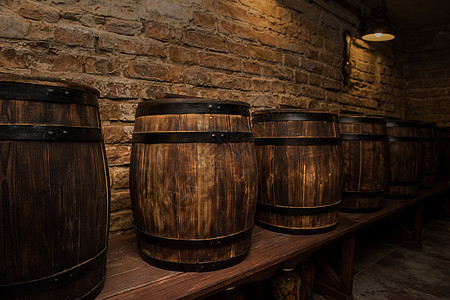 酒窖里的桶子 发酵 葡萄栽培 酿酒 酒厂 老的 瓶子 木头图片