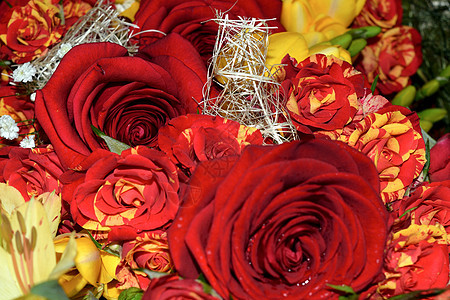 花朵花束 配有各种颜色的玫瑰和freesias 开花 庆典图片