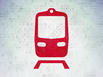 数字数据纸背景上的假期概念火车 画 游客 机车背景图片