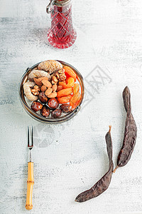 干果和坚果混合 水果 角豆树 橙色 节食 杏干 干货图片