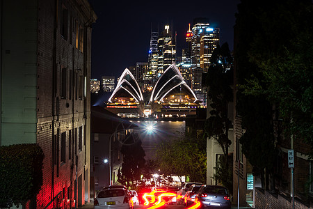 雪梨市中心的长夜暴露镜头 悉尼天空林市中心 建筑 石头图片