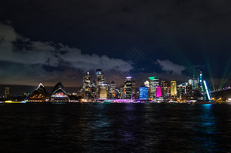雪梨市中心的长夜暴露镜头 悉尼天空林市中心 澳大利亚 建筑学图片