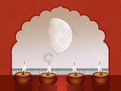 排灯节 插图 节日 星星 传统的 文化背景图片