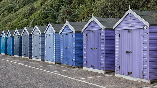 丰富多彩的海滩小屋 伯恩茅斯 假期 传统的 海滨 英国 闲暇图片