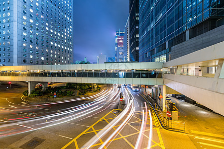 夜间在香港的交通路线图片