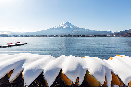 藤山山 美丽的 游客 湖 冬天 假期 河口湖 旅行图片