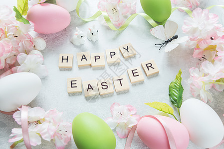 美丽的复活节装饰 樱桃 假期 复活节兔子 兔子 开花图片