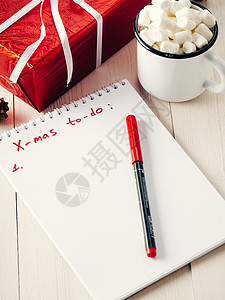 圣诞礼品购物规划清单 礼物 可可 希望 购买 咖啡背景图片