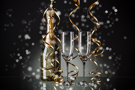 香槟 瓶子 庆典 饮料 丝带 假期 快乐的图片