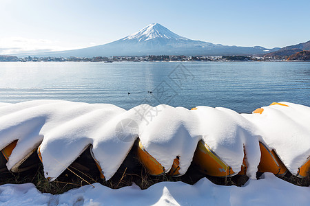 藤山山 日本人 反射 游客 天空 日落 季节 雪 旅行图片