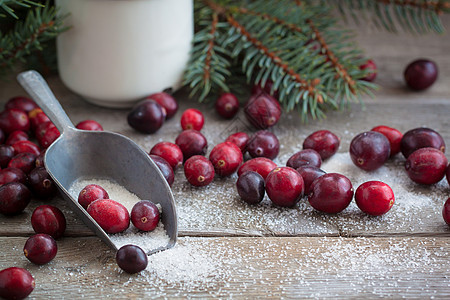 新年俄罗斯传统中 新鲜的圣诞红莓甘糖 营养图片