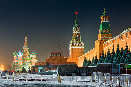 俄罗斯莫斯科 红色广场夜幕拍摄 克里姆林宫的景色图片
