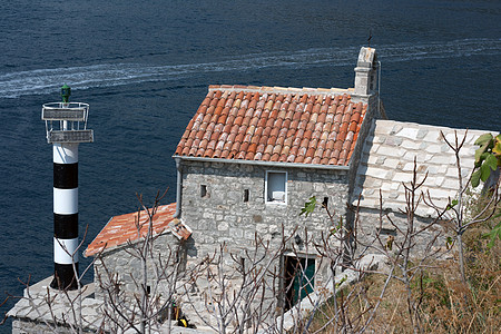黑山科托尔湾灯塔和中世纪教堂 风景 宗教 教会图片