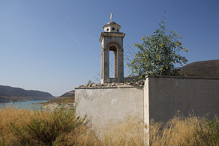 塞浦路斯山中被旧的毁坏的基督教石块教堂 英国图片