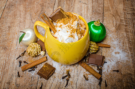 圣诞热巧克力 糖果 甜点 杯子 木头 咖啡 食物 秋天图片