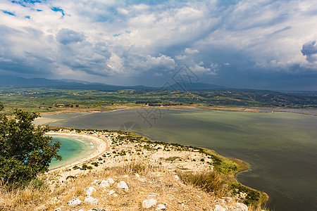 希腊Peloponnese地区的Voidokilia海滩和Divari 环礁湖 来自 地中海 海洋图片