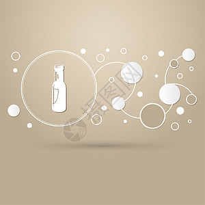 棕色背景中的啤酒瓶图标 具有优雅的风格和现代设计信息图图片