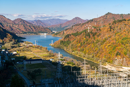 日本福岛田上秋天 天空 植物 旅游 季节 峡谷 光洋图片