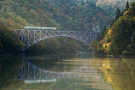 日本塔达米河第一桥日本 山 运输 峡谷 秋天 季节图片