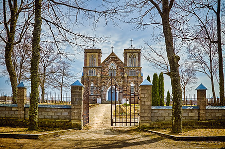罗马天主教会 石头 建筑 避难所 拉脱维亚 砖 教堂 石方图片