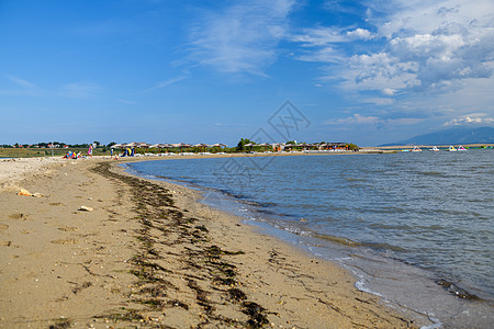 克罗地亚扎达尔附近宁的著名的皇后海滩一带沙滩上的脚印 岛 奢华图片