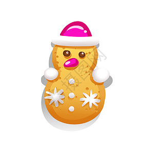 可爱的圣诞姜饼以雪人的形式出现 孤立在白色背景上 季节性冬季系列插图图片