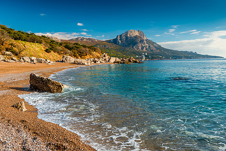 俄罗斯的风景 美丽的海湾 克里米亚Laspi在阳光下图片