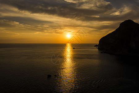 希腊科孚岛修道院美丽的夕阳风景 浪漫的天空 太阳图片