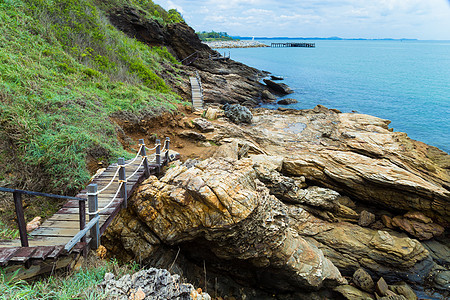 泰国Rayong海岸 木头 夏天 地平线 海景图片