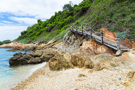 泰国Rayong海滩 美丽的 行人天桥 季节 海岸 天气图片