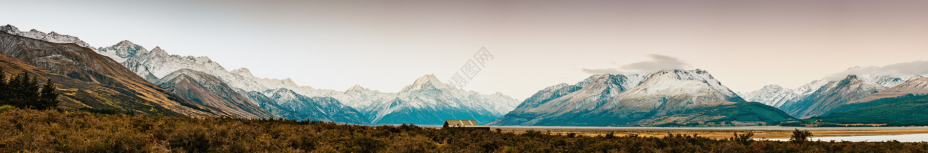 新西兰库克山和拉佩罗斯山峰日落 顶峰 岛图片
