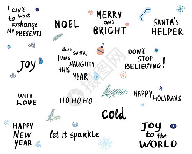 节庆季节手写信件 十二月 快乐的 插图 庆典 希望图片