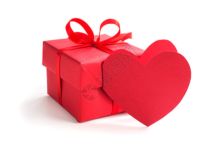 礼品盒和心卡 爱 弓 丝带 白色的 红色的 盒子 浪漫的图片