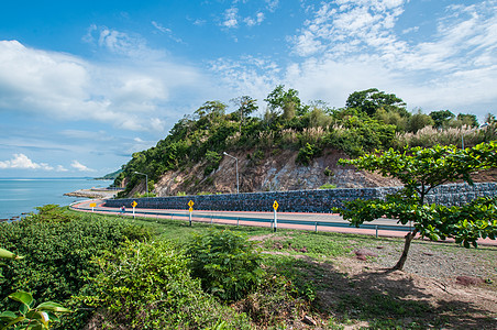 以山和海为主的沿海公路曲线 Nang Phaya山丘 海岸 泰国图片